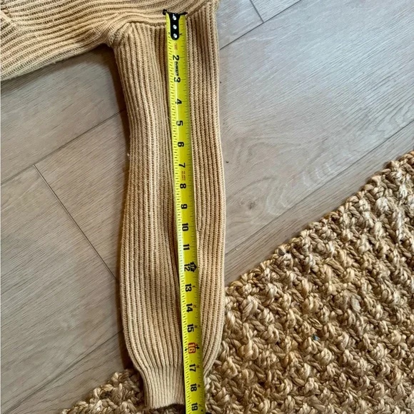 Vince Women's Tan Ribbed Knitted Cashmere/Wool Blend Cardigan Sweater - Picture 4 of 7